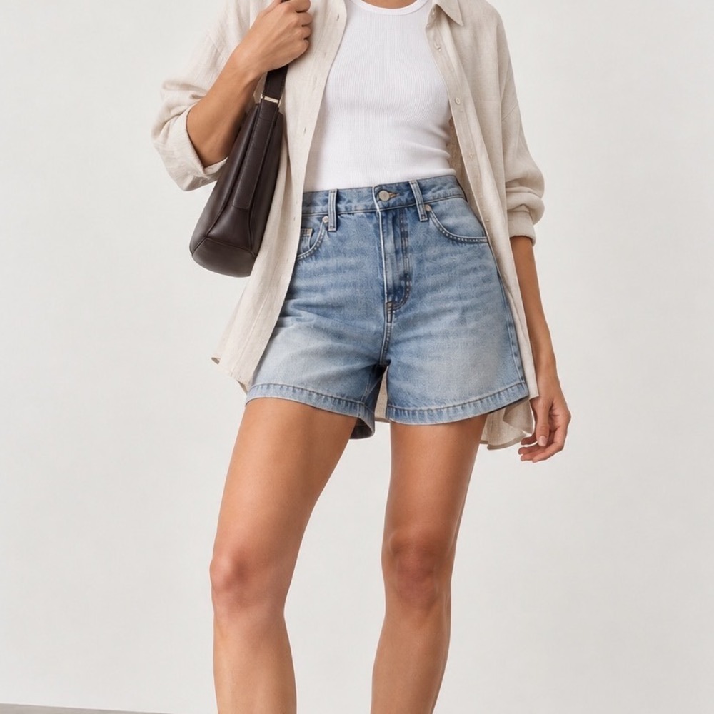 Pistola Saige High Rise A-Line Shorts Women's 28 French Riviera Casual Denim